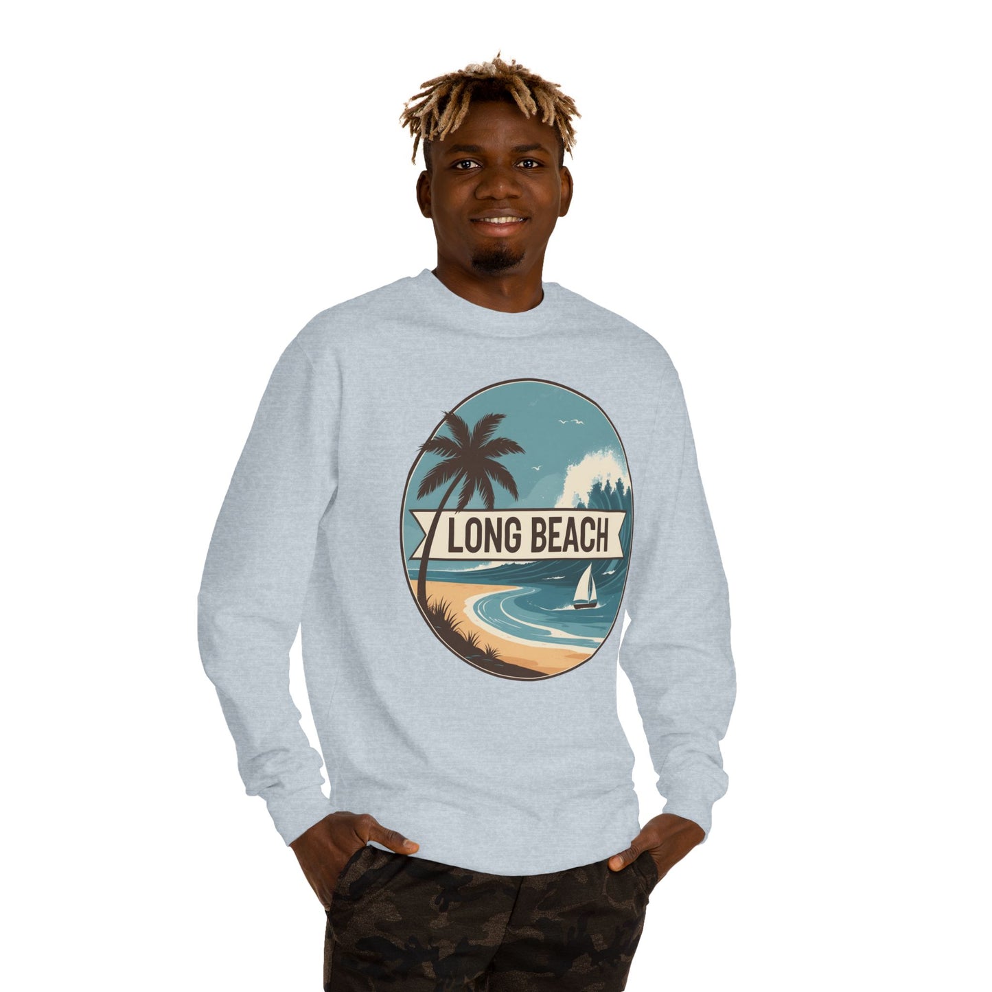 Long Beach Vintage Beach Scene Sweatshirt