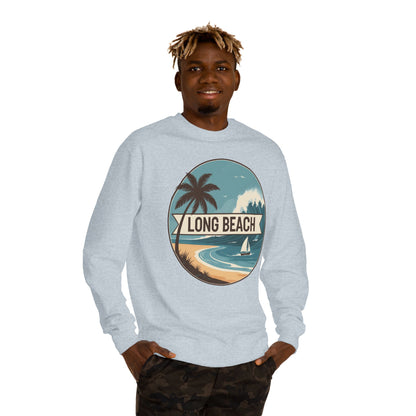 Long Beach Vintage Beach Scene Sweatshirt