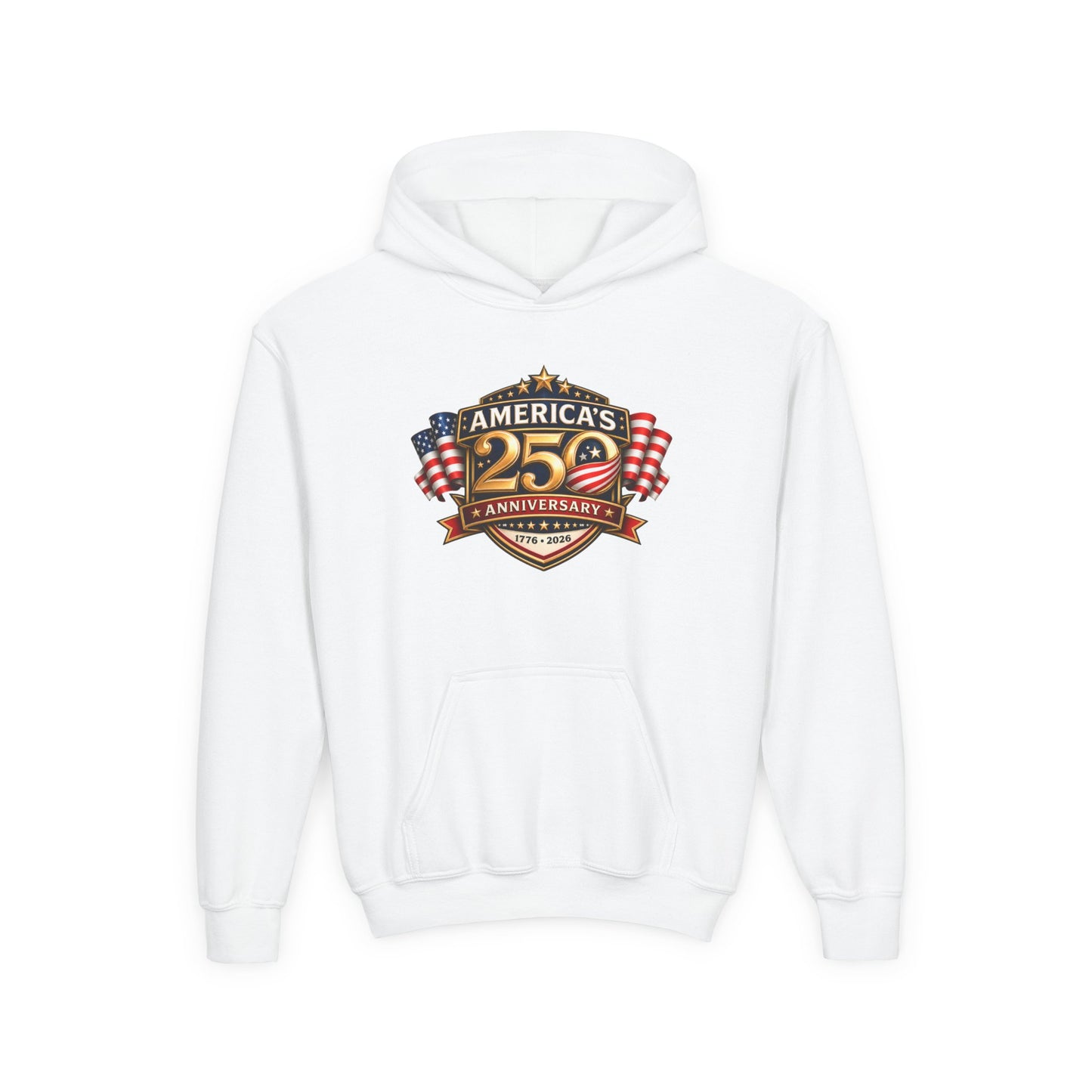 Youth Hoodie — "America's 250th Anniversary" Patriotic 1776-2026 Celebration Design