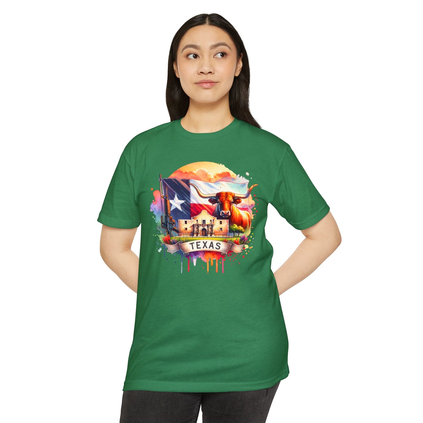 Texas Longhorn T-Shirt – Colorful State Flag & Ranch Design