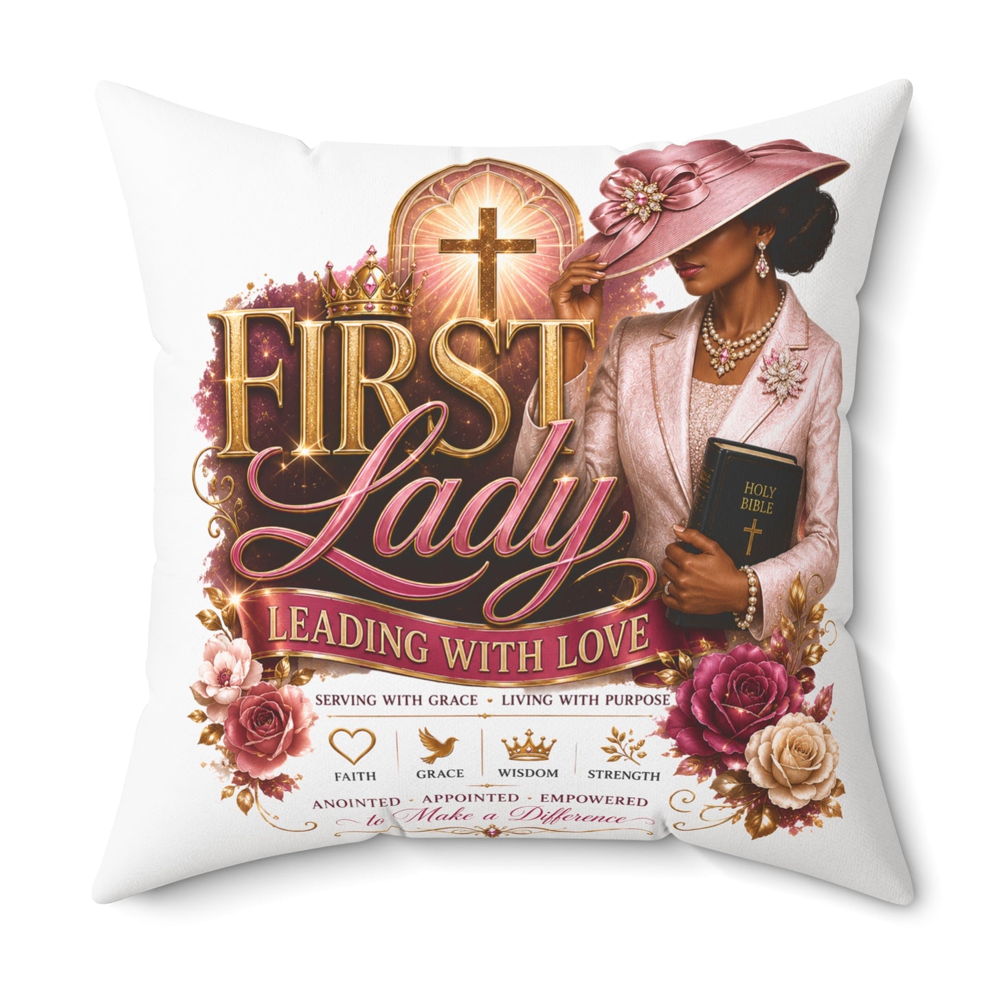 First Lady Decorative Pillow — 'First Lady: Leading With Love' Christian Accent Cushion