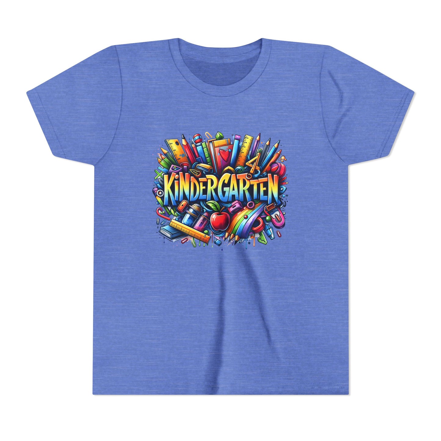 Kindergarten Colorful School Supplies Youth Tee — Back-to-School Kids T-Shirt