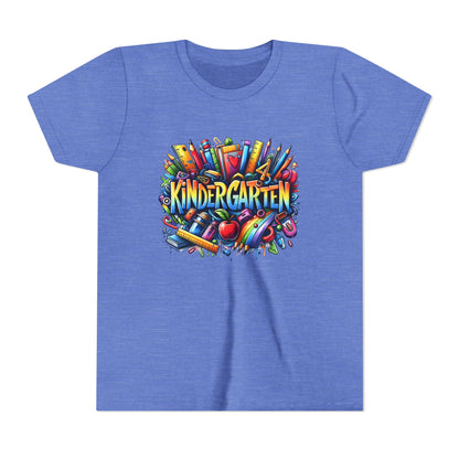 Kindergarten Colorful School Supplies Youth Tee — Back-to-School Kids T-Shirt