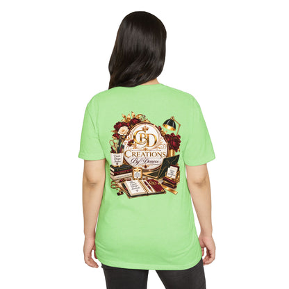 Creations by D’Donne Logo T‑Shirt — Vintage Book & Desk Design