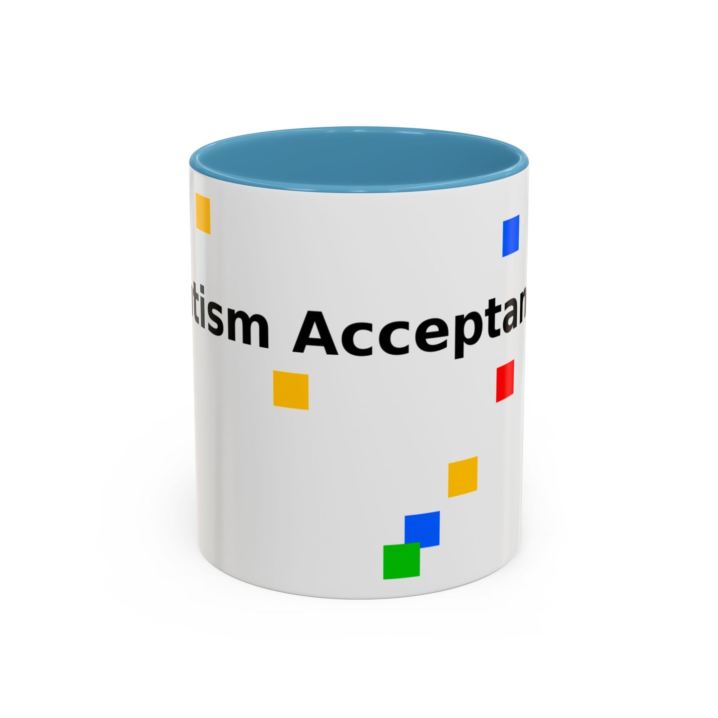 Autism Acceptance Accent Coffee Mug – Colorful Puzzle Square Design (11/15 oz)
