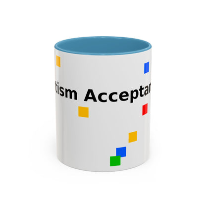 Autism Acceptance Accent Coffee Mug – Colorful Puzzle Square Design (11/15 oz)