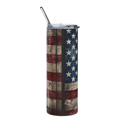 Patriotic American Flag 20oz Stainless Tumbler — Retro USA Drinkware