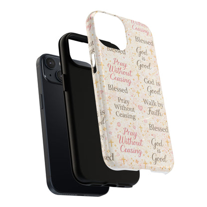 Christian Faith Magnetic Phone Case — "Pray Without Ceasing" Patterned Tough Case