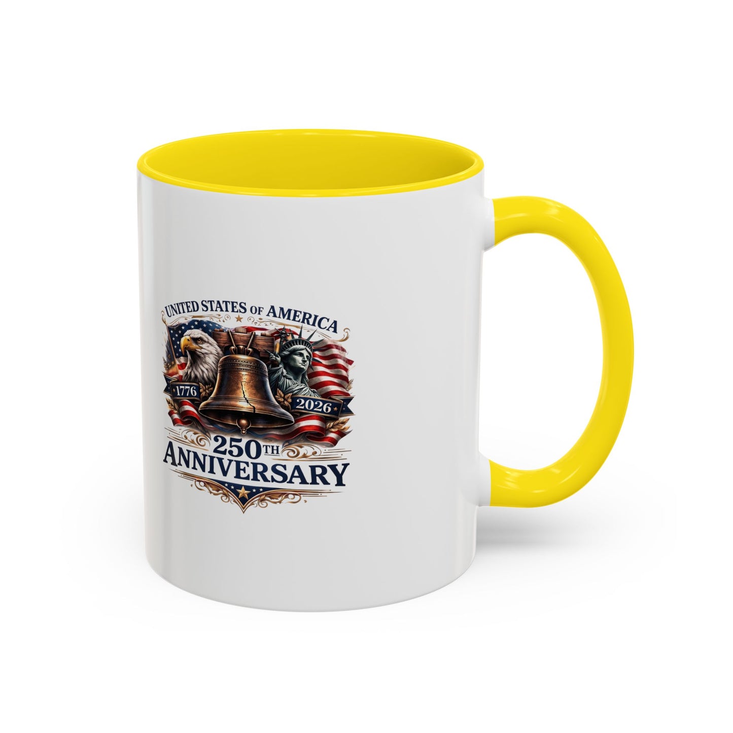 250th Anniversary Accent Coffee Mug — Patriotic United States Bell & Eagle Design (11/15 oz)