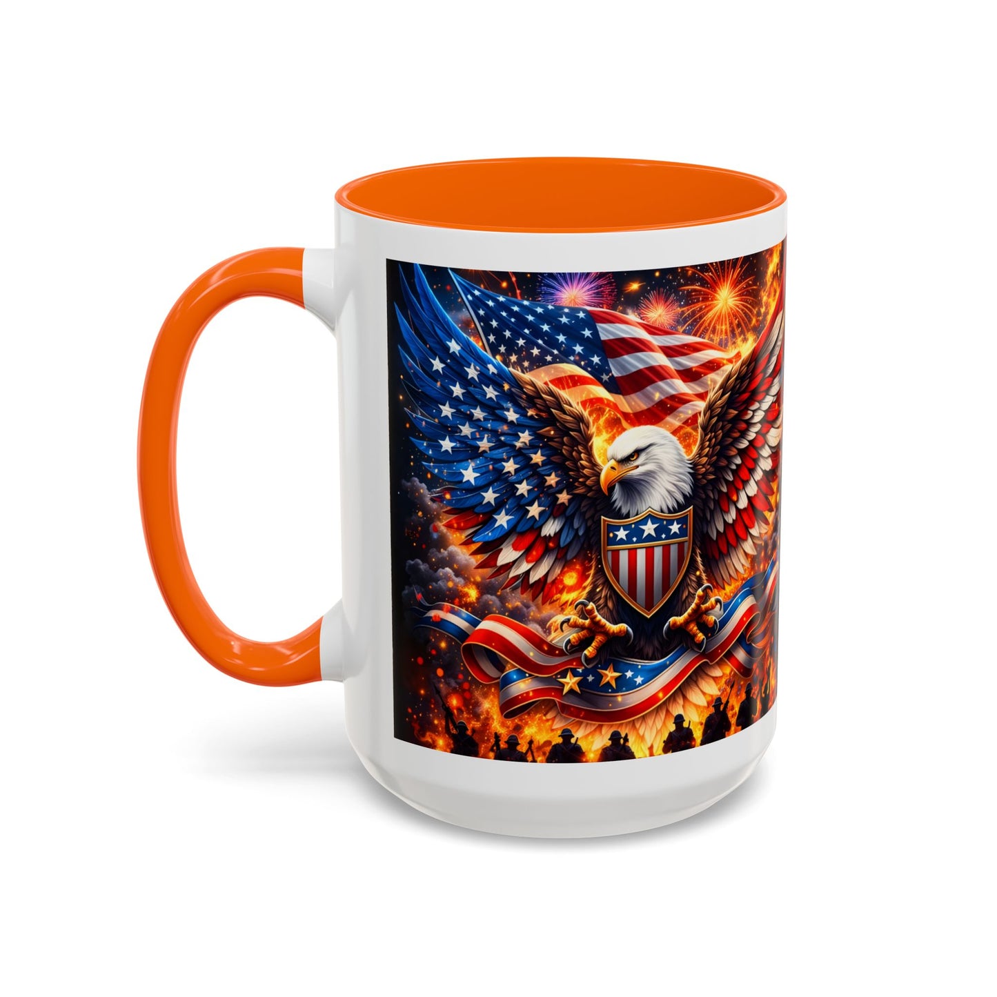 Patriotic Eagle Coffee Mug — American Flag Bald Eagle Accent Mug (11/15oz)