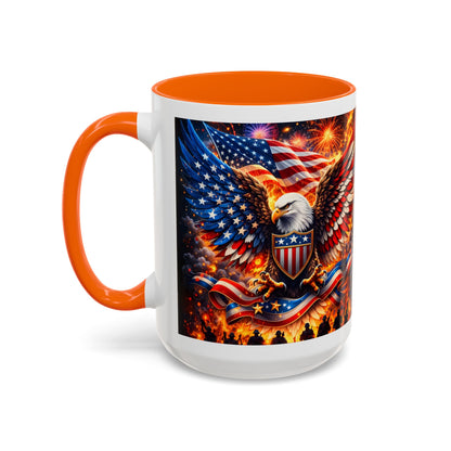 Patriotic Eagle Coffee Mug — American Flag Bald Eagle Accent Mug (11/15oz)