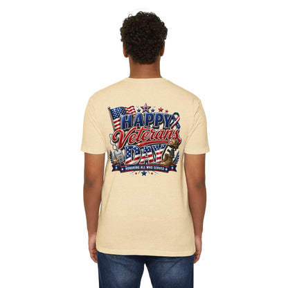Veterans Day T-Shirt - "Happy Veterans Day" Patriotic Military Tribute Tee