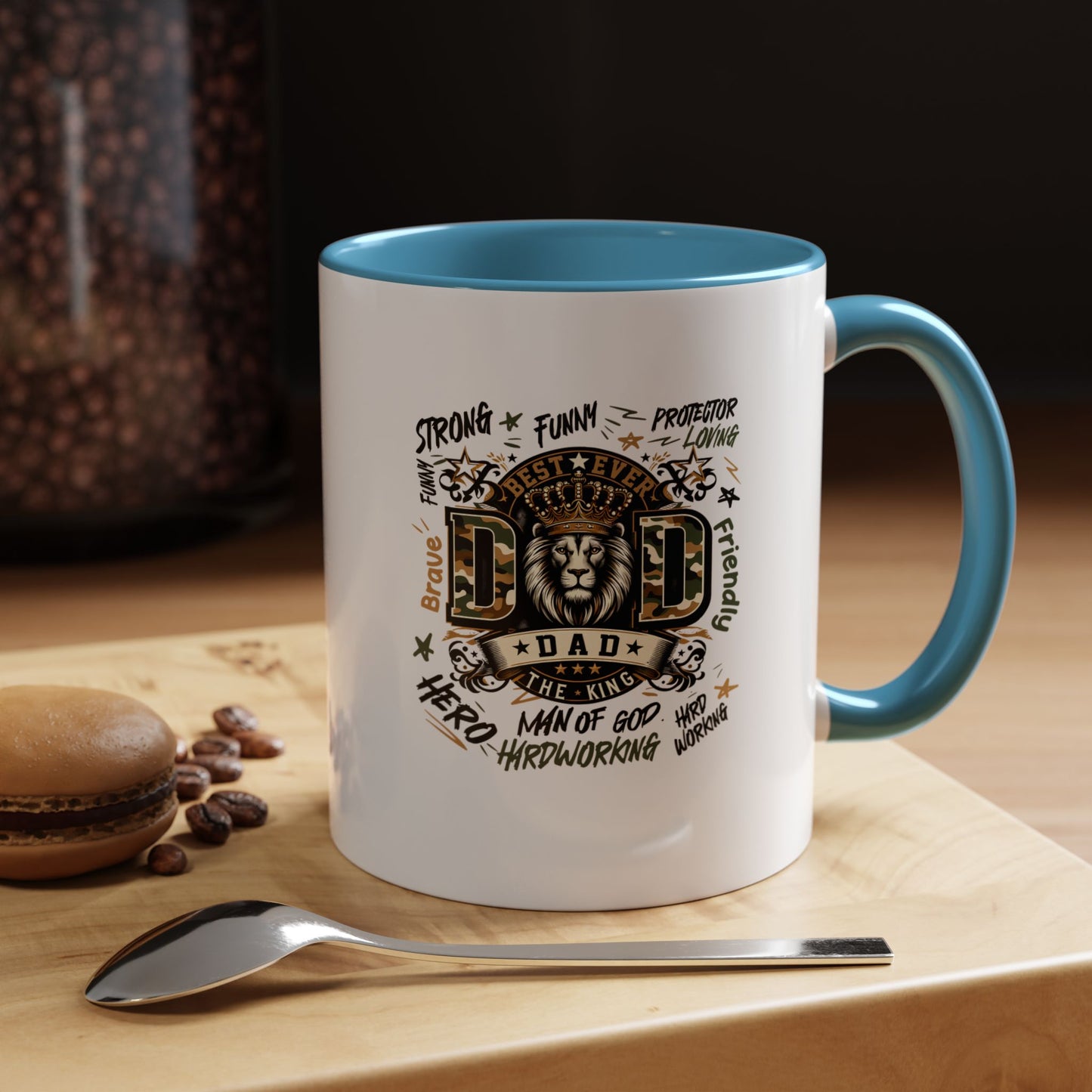 Dad King Lion Coffee Mug — 'Dad: The King' Accent 11/15oz Gift