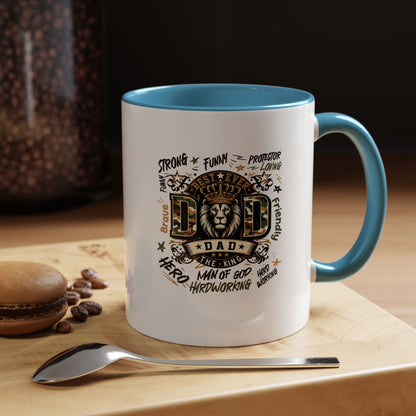Dad King Lion Coffee Mug — 'Dad: The King' Accent 11/15oz Gift