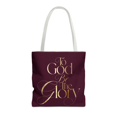 To God Be The Glory Burgundy Tote Bag — Inspirational Christian Scripture Tote