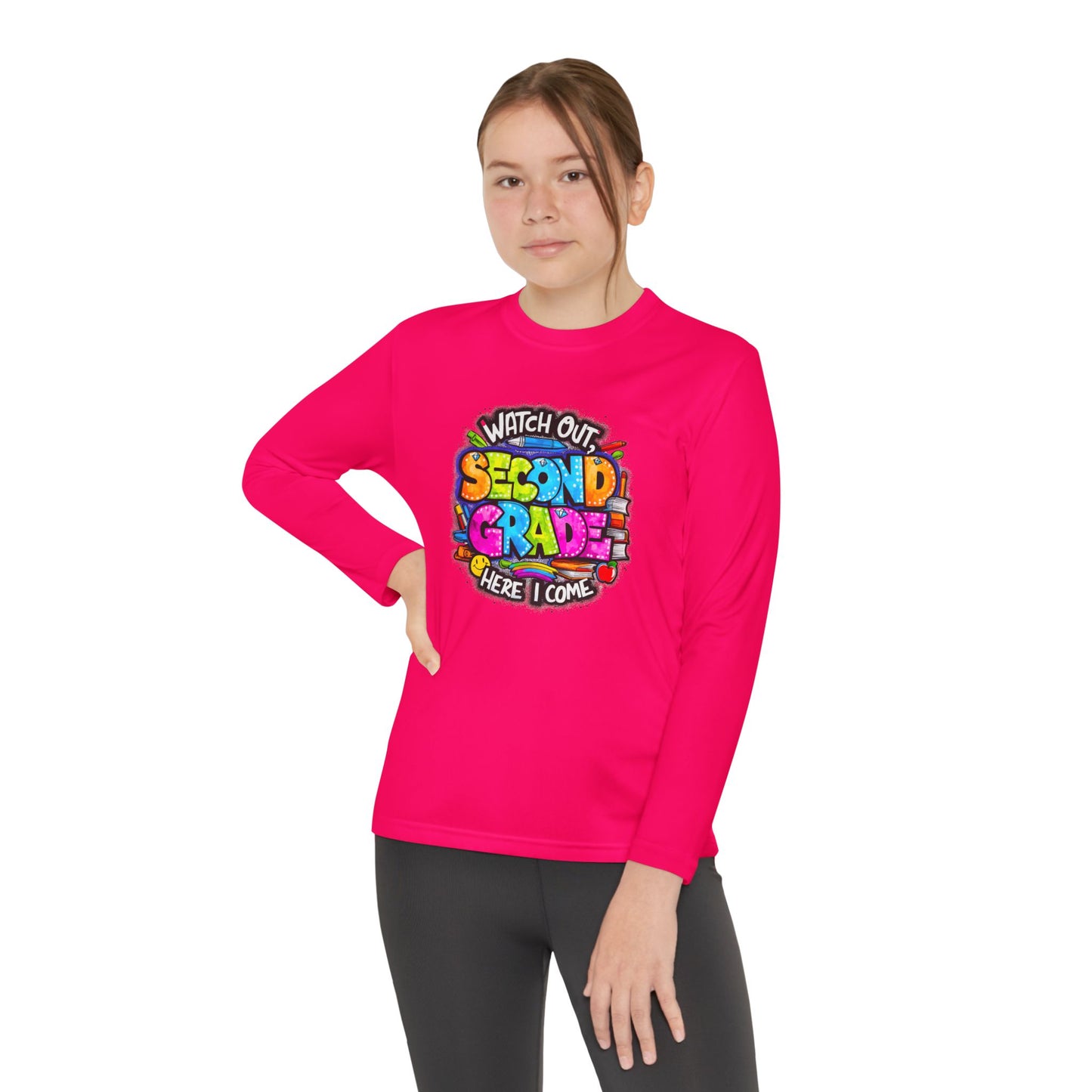 Second Grade Long Sleeve Tee — "Watch Out Second Grade Here I Come" Youth Shirt