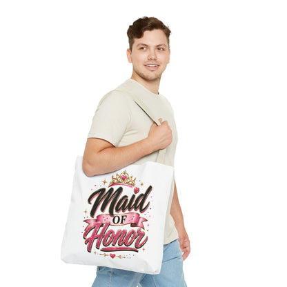 Maid of Honor Tote Bag — Pink Crown Bridal Party Tote for Weddings & Bachelorette
