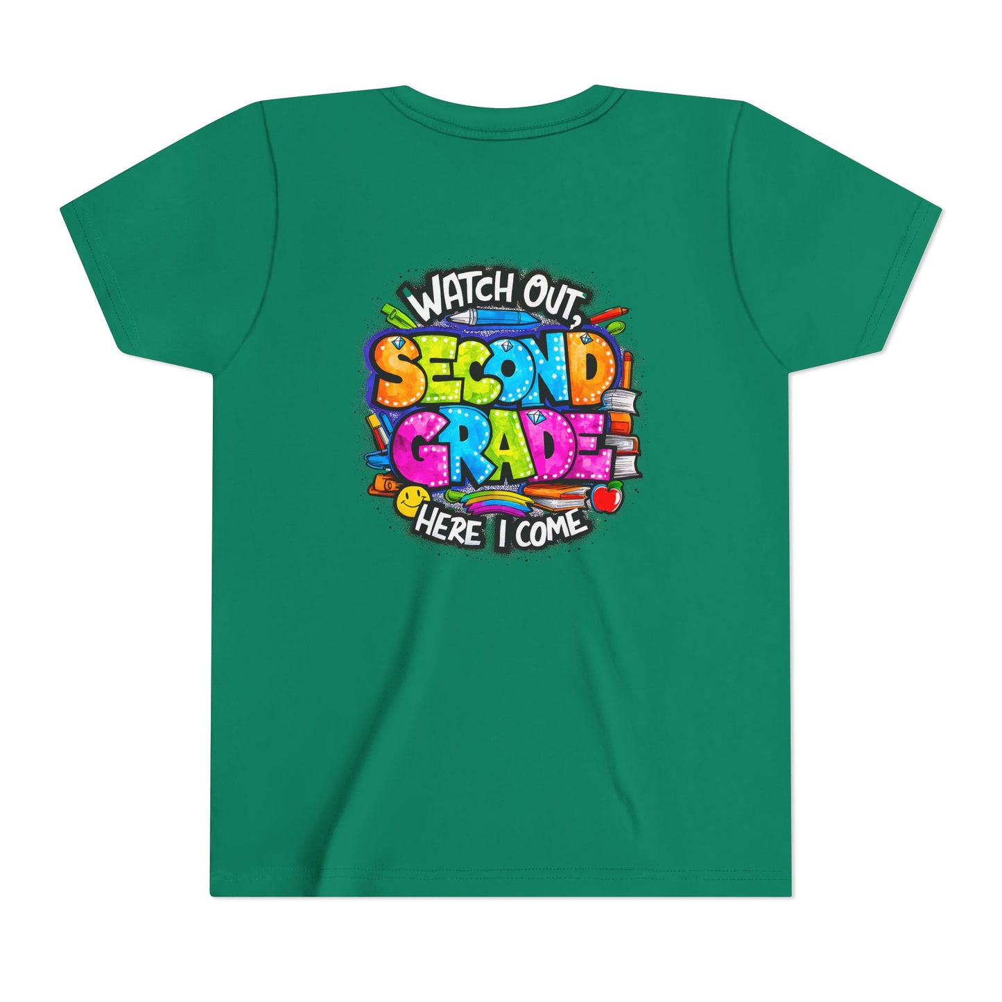 Second Grade Kids Tee - "Watch Out Second Grade Here I Come" Colorful Back-to-School Shirt