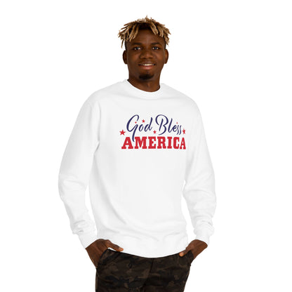 God Bless America Crewneck Sweatshirt – Patriotic USA Flag Tee for 4th of July