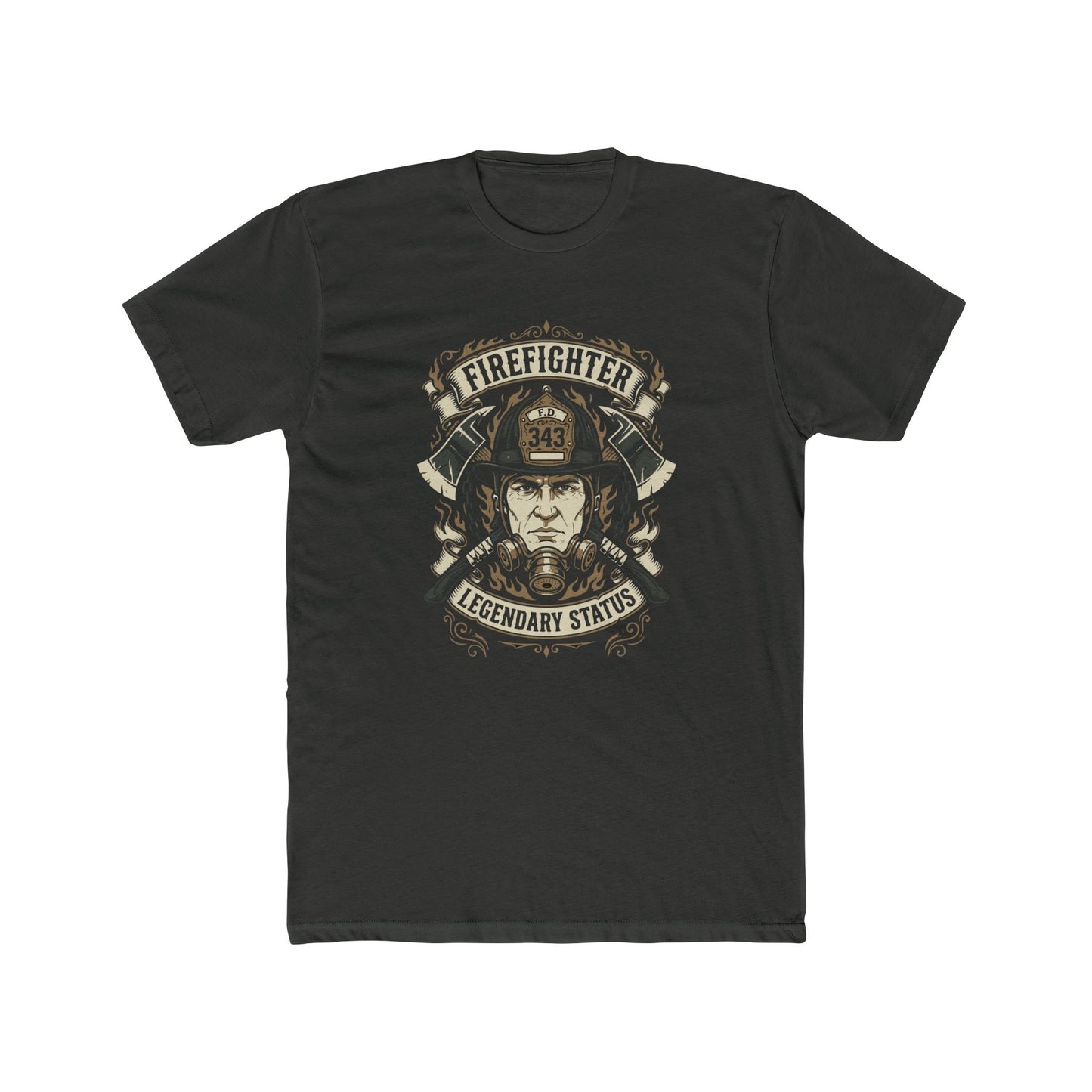 Firefighter Legendary Status T-Shirt — Vintage Fireman Helmet Graphic