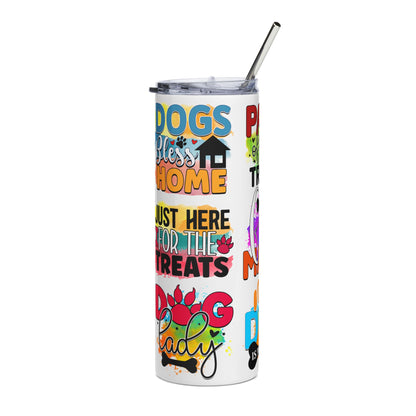 Dog Mom Stainless Steel Tumbler 20oz – Colorful Paw Prints & Quotes Travel Cup