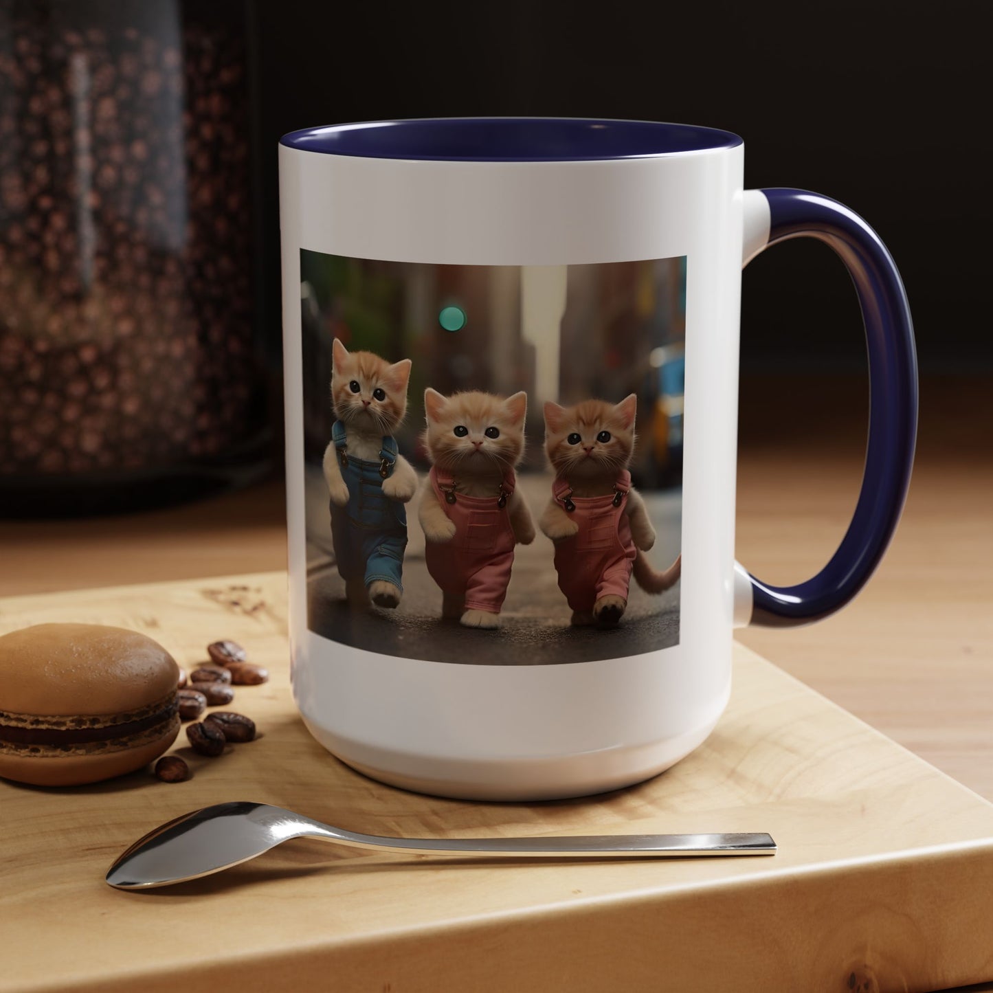Cute Kittens Walking Coffee Mug — Adorable Cat Friends Accent Mug (11/15 oz)