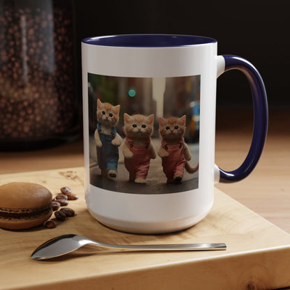 Cute Kittens Walking Coffee Mug — Adorable Cat Friends Accent Mug (11/15 oz)