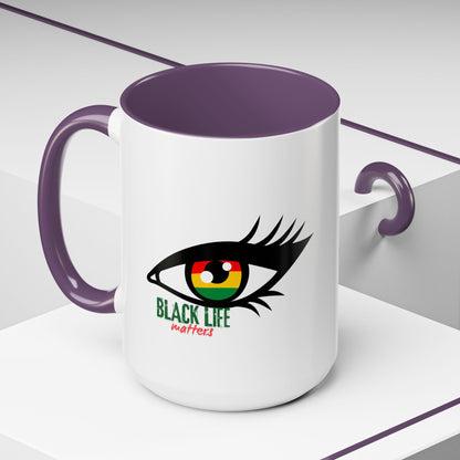 Black Life Matters Eye Accent Coffee Mug — Pan-African Pride 11/15oz