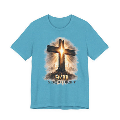 9/11 Never Forget T‑Shirt - Cross Memorial Tee