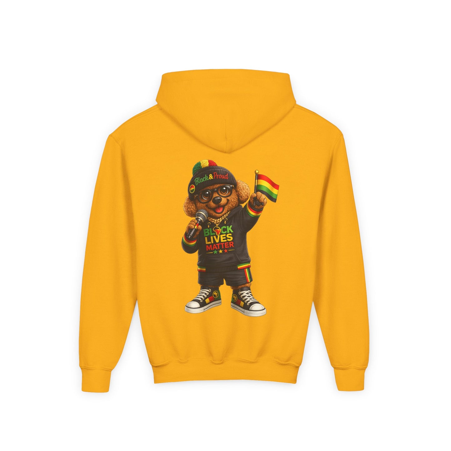 Youth Hoodie — Black Lives Matter Rasta Bear Kids Pullover