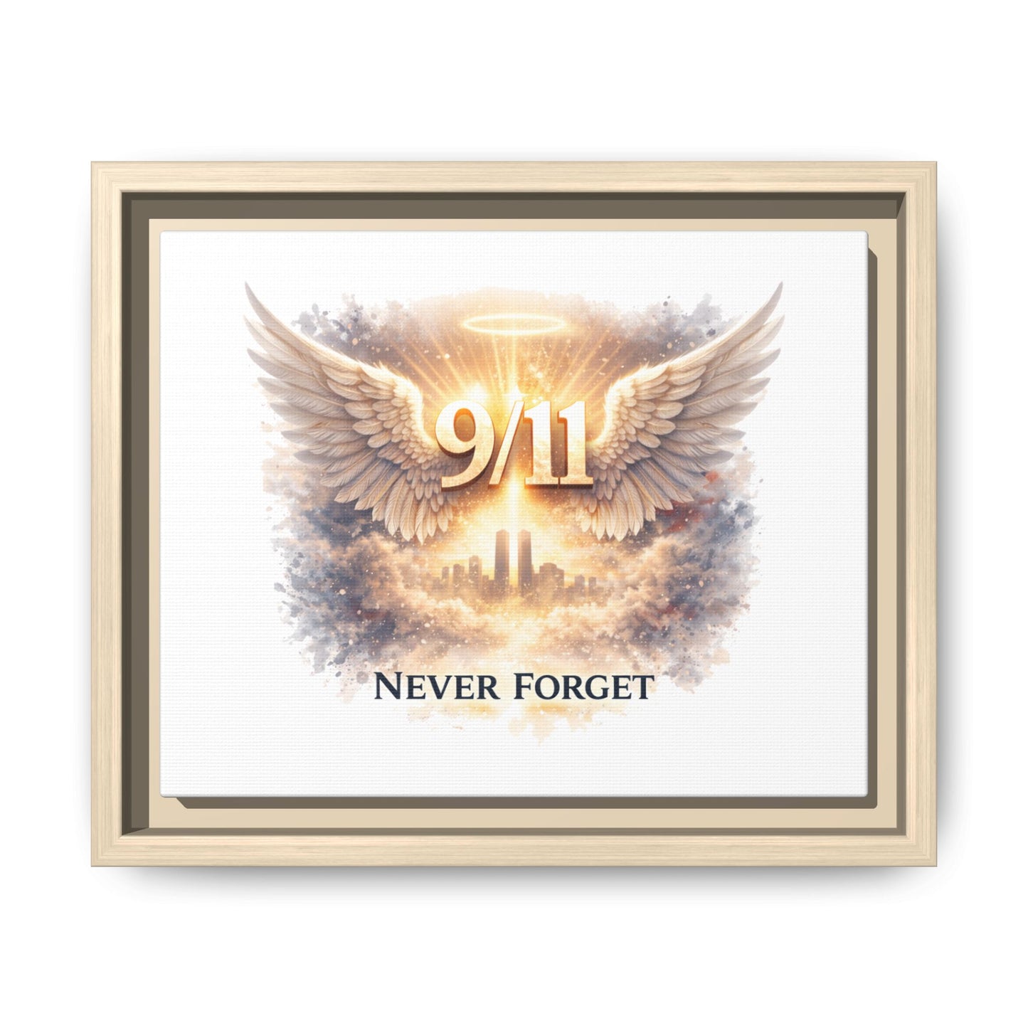 9/11 Memorial Matte Canvas Print — "Never Forget" Framed Wall Art