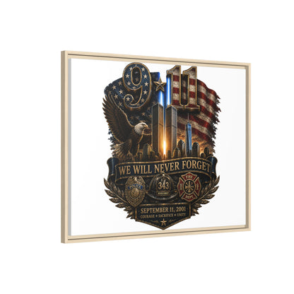9/11 We Will Never Forget Framed Matte Canvas