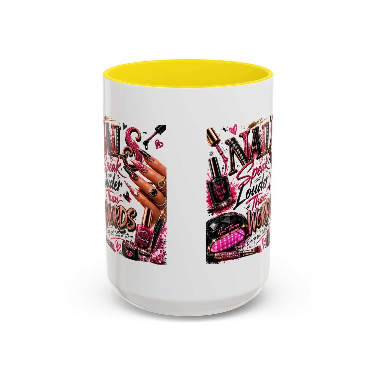 Nails Speak Louder Than Words Accent Coffee Mug — Pink Manicure Beauty Gift (11/15oz)