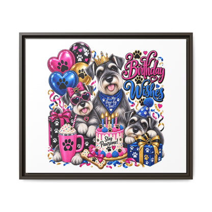 Birthday Wishes Schnauzer Canvas Print — Framed Matte Pet Artwork