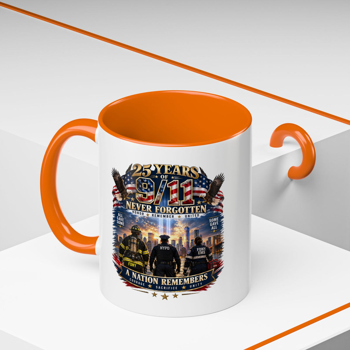 11oz/15oz Coffee Mug — 25 Years of 9/11 Never Forgotten Memorial Design