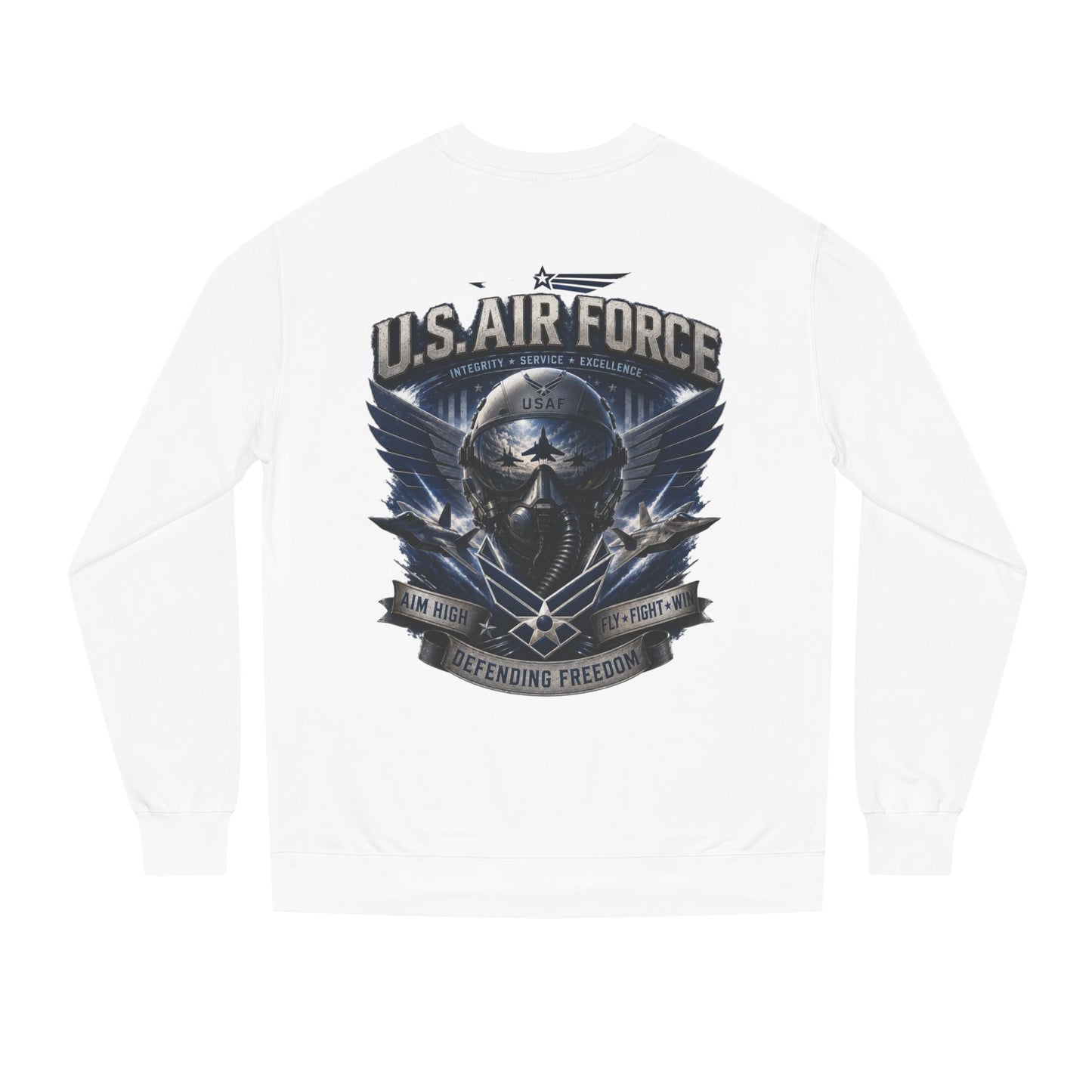 U.S. Air Force Crewneck Sweatshirt — Tactical Skull Wings "Defending Freedom"