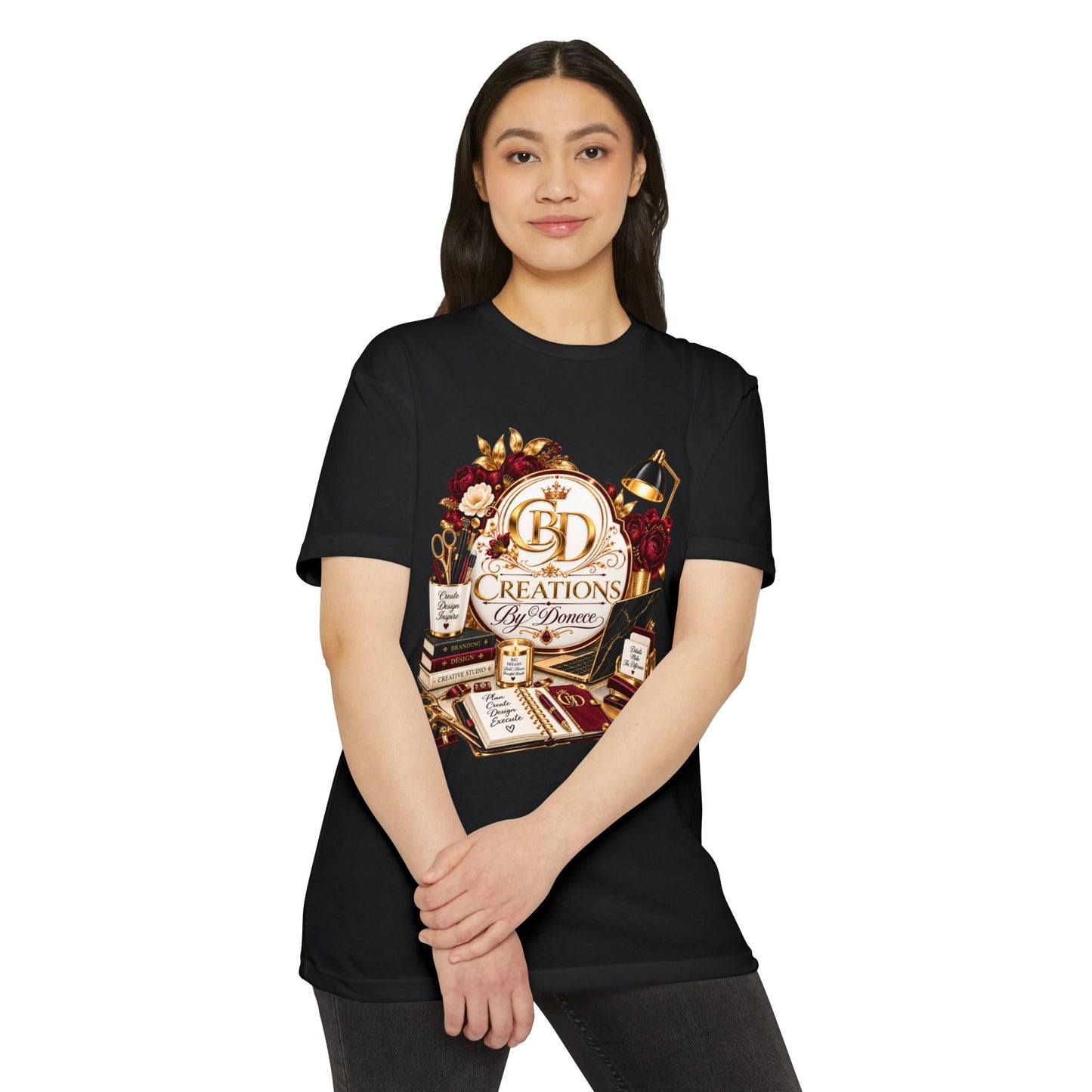 Creations by D’Donne Logo T‑Shirt — Vintage Book & Desk Design