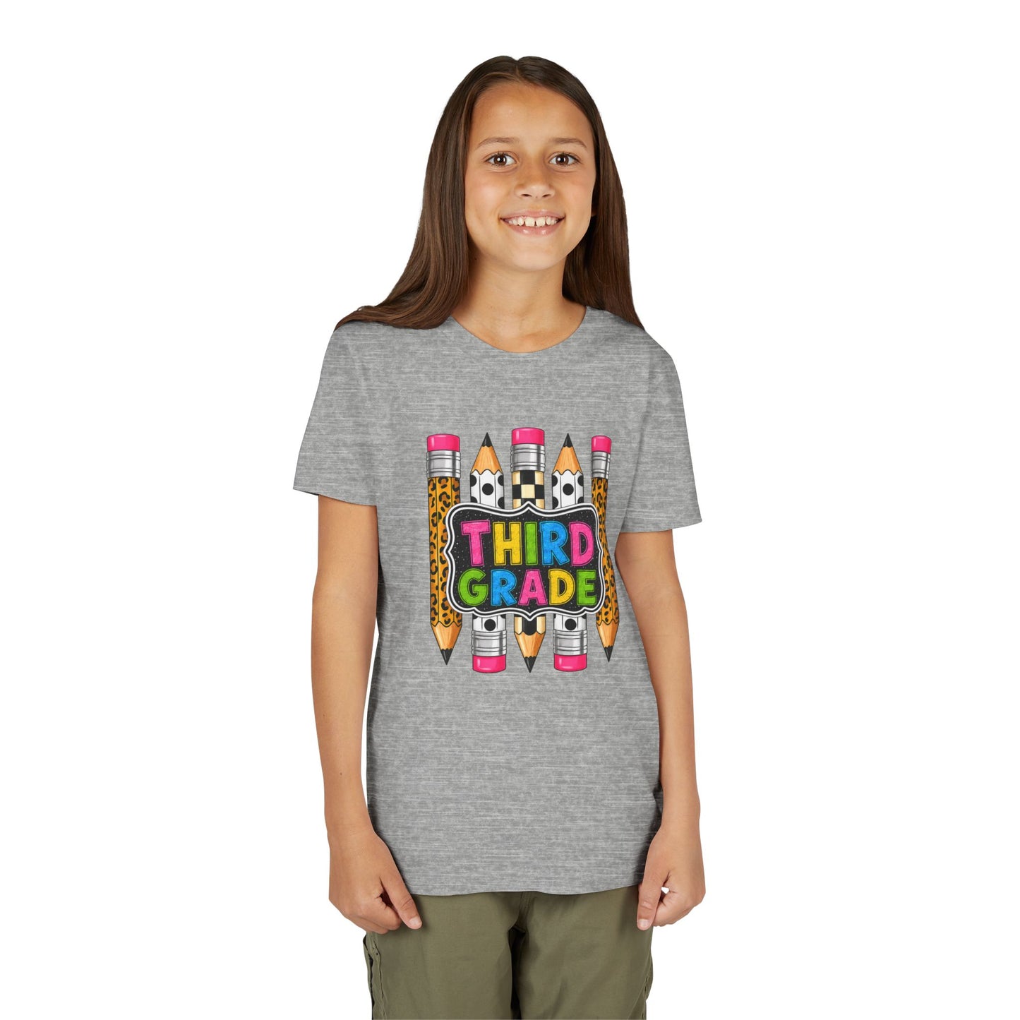Third Grade Youth T-Shirt — Colorful Pencil Back-to-School Tee