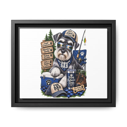 Dog Dad Schnauzer Father's Day Framed Canvas Wall Art — Fishing & Camping Pet Gift