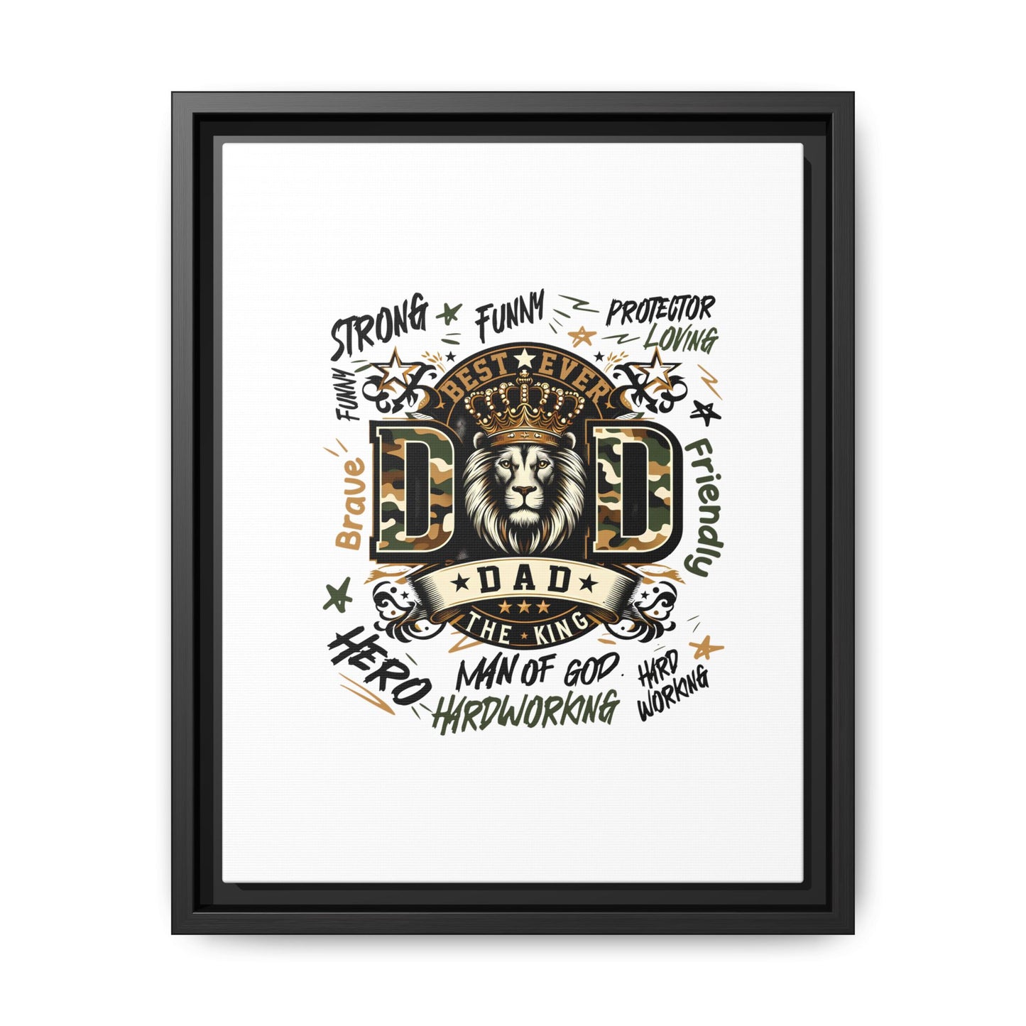 Framed Matte Canvas 'Best Ever DAD' Wall Art – Lion King Design, Father’s Day Gift