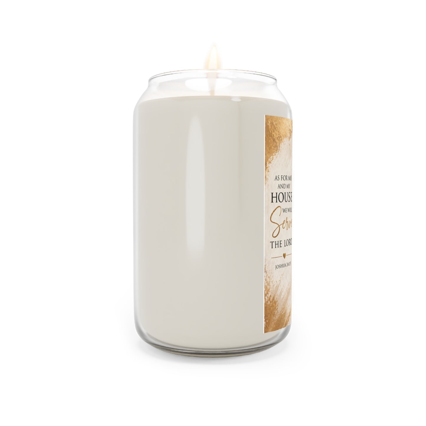 Scented Soy Candle — "As for Me and My House We Will Serve the Lord" Inspirational Family Prayer Design (13.75 oz)