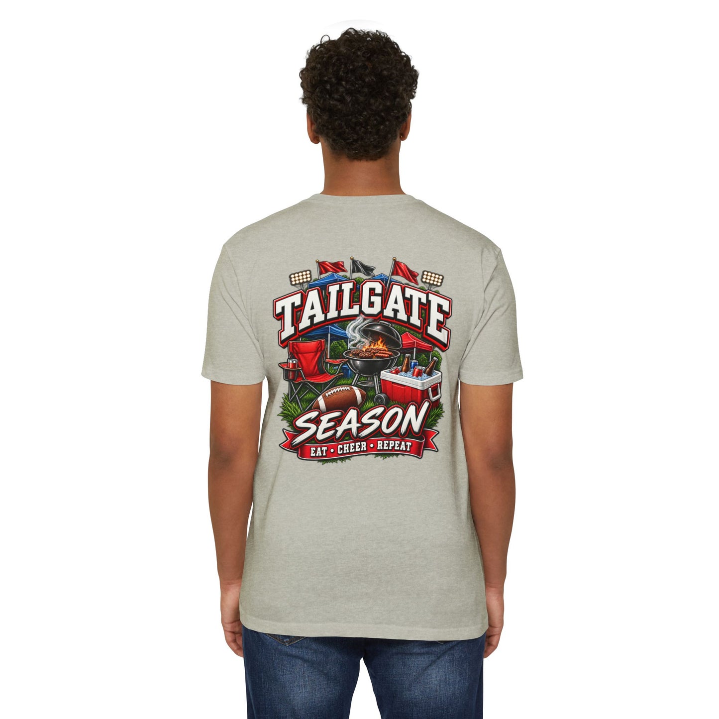 Tailgate Season T-Shirt — "Tailgate Season: Eat • Cheer • Repeat" Game Day Tee