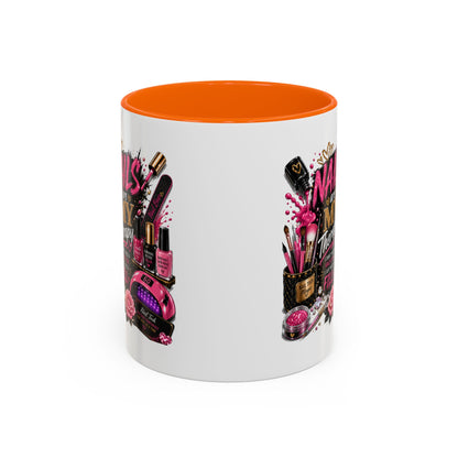 Coffee Mug — "Nails Are My Therapy" Pink Nail Tech Gift