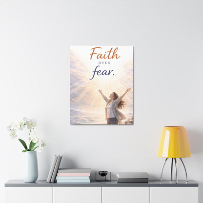 Faith Over Fear Stretched Canvas – Inspirational Christian Wall Art