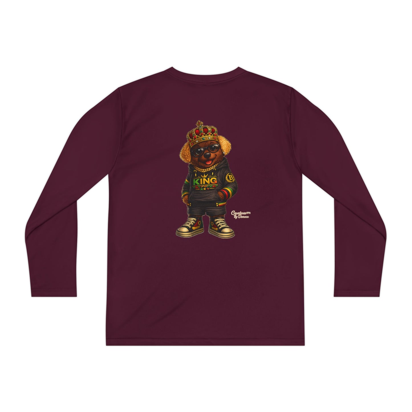 Youth Long Sleeve Tee — 'King' Bear Graphic