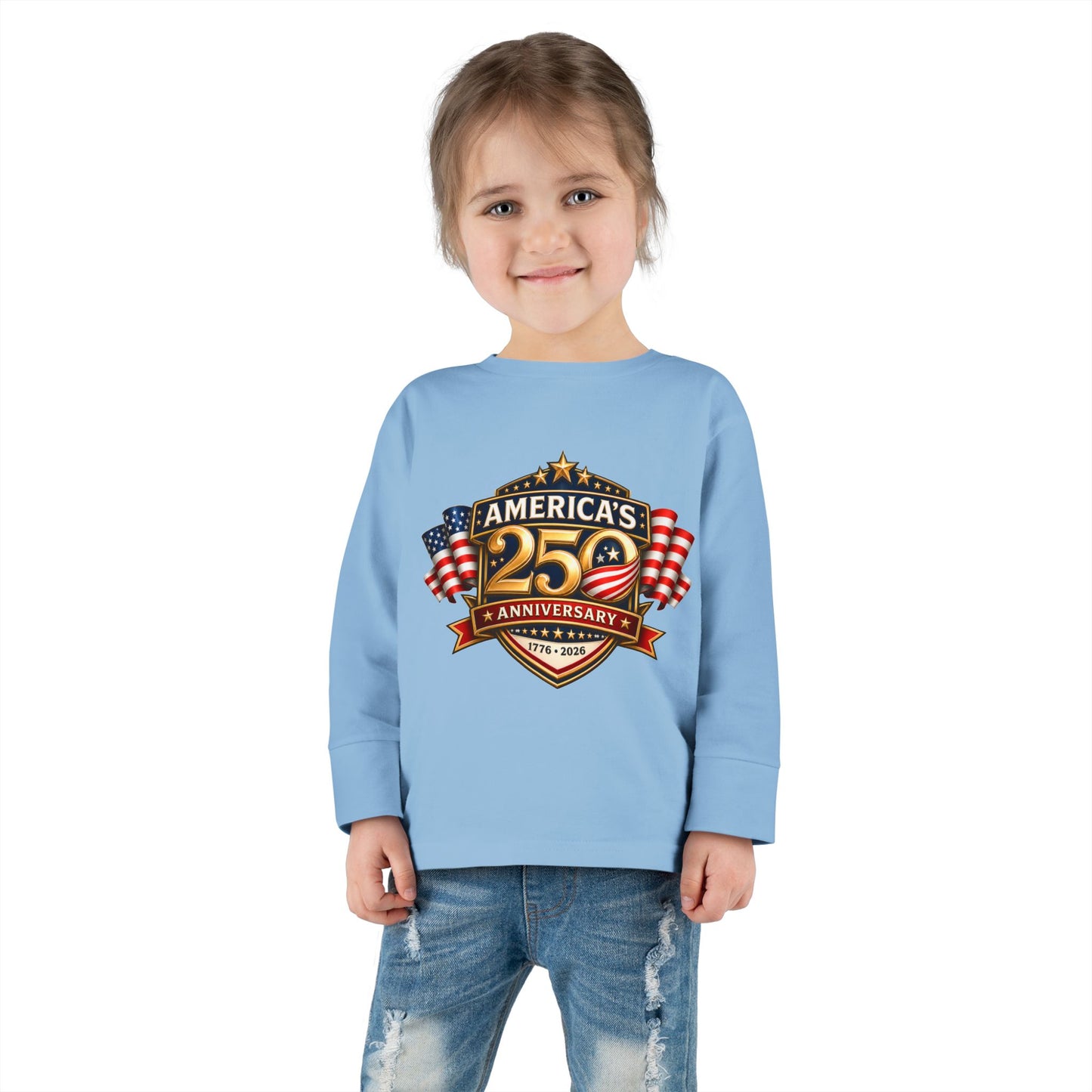 Toddler Long Sleeve Tee — "America's 25th Anniversary" Patriotic Badge