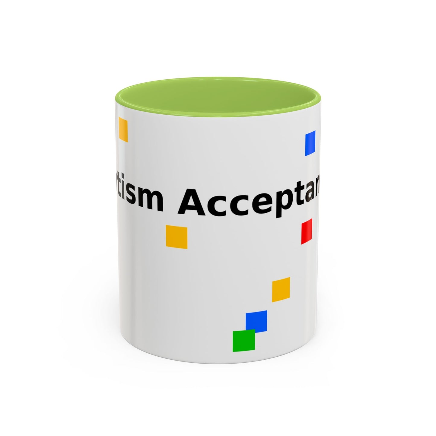 Autism Acceptance Accent Coffee Mug – Colorful Puzzle Square Design (11/15 oz)