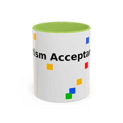 Autism Acceptance Accent Coffee Mug – Colorful Puzzle Square Design (11/15 oz)
