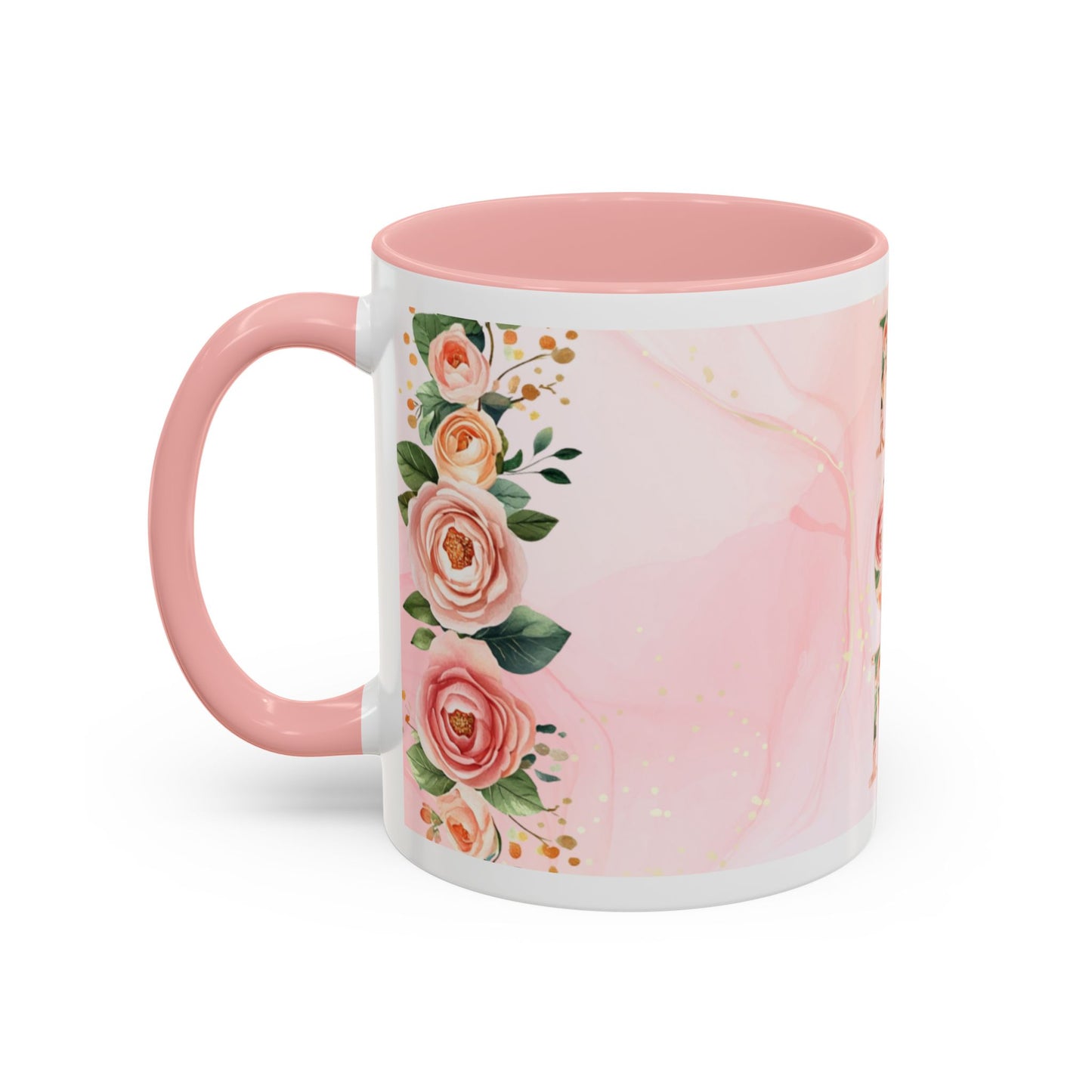 Mom Floral Accent Coffee Mug – Pink Rose Mother's Day Gift (11/15 oz)