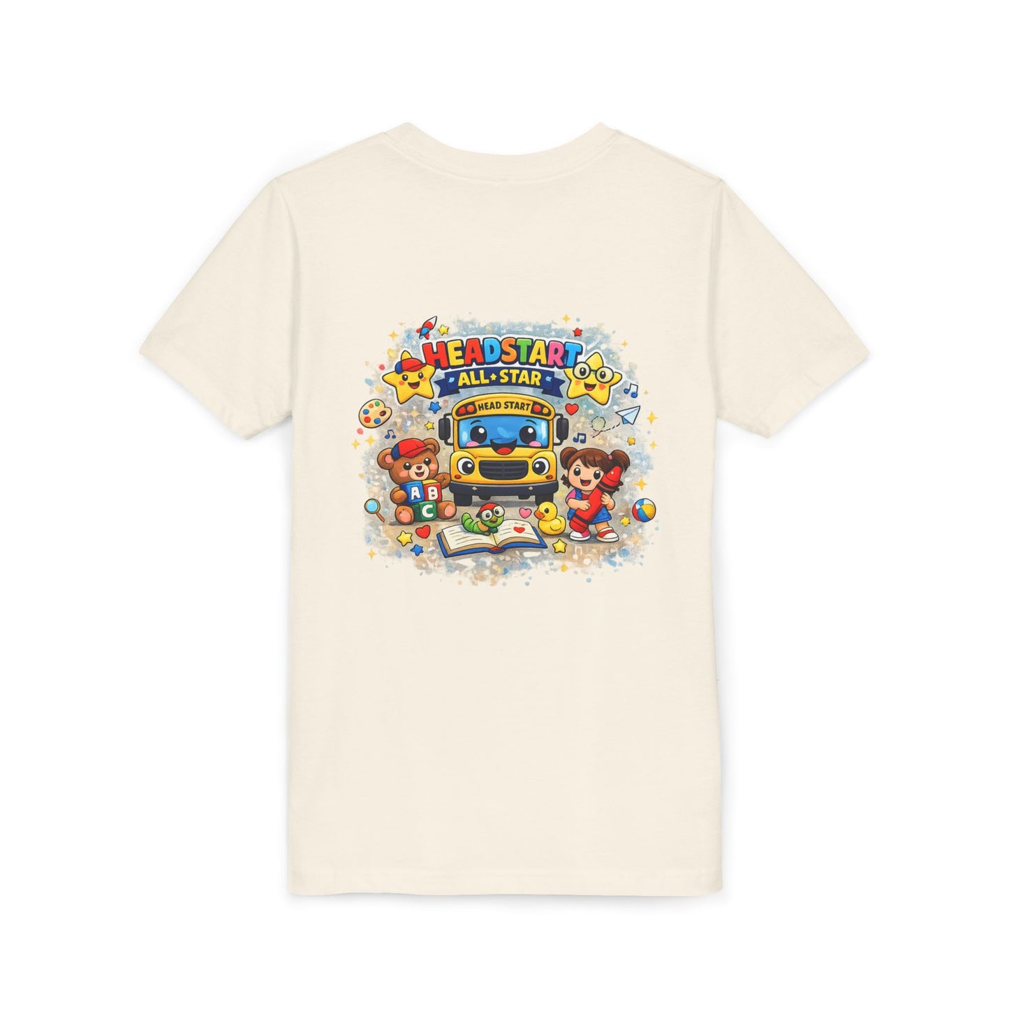 Youth Tee — "Headstart All-Star" Cute School Bus & Characters Back-to-School Shirt